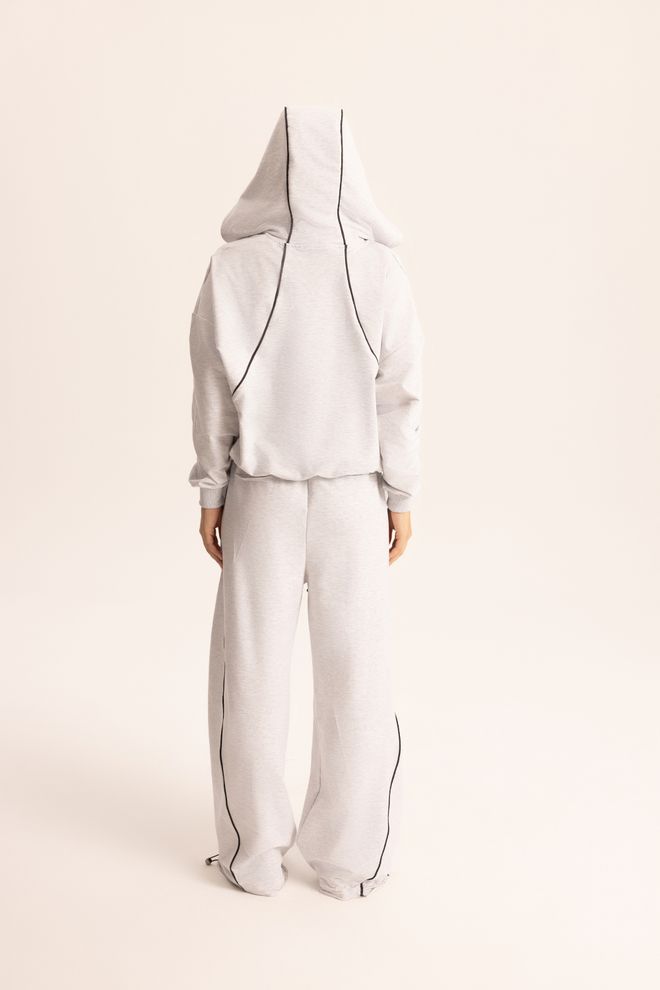 Mai Collection Grey Oversized Jogger Set With Hooded Neck Wholesale Clothing Sport