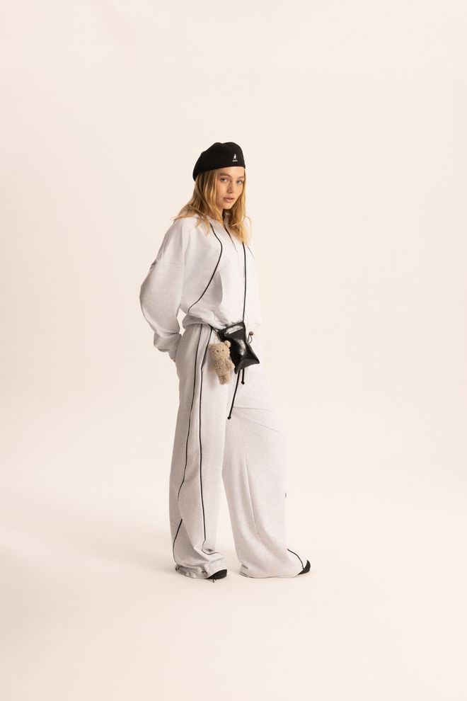 Mai Collection Grey Oversized Jogger Set With Hooded Neck Wholesale Clothing Lounge