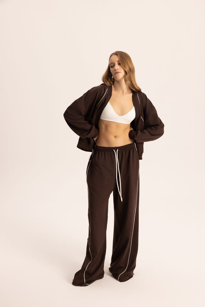 Mai Collection Brown Sport Streetwear Oversized Set Wholesale Clothing Lounge