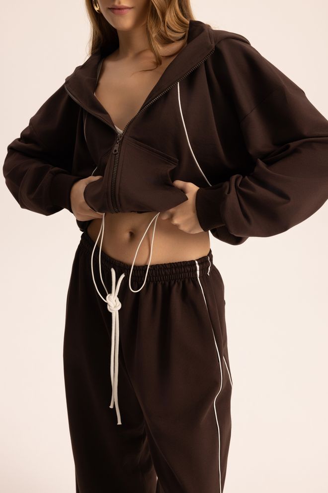 Mai Collection Brown Sport Streetwear Oversized Set Wholesale Clothing Casual