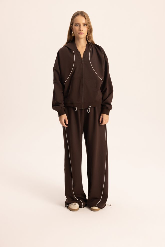 Mai Collection Brown Sport Streetwear Oversized Set Wholesale Clothing 1