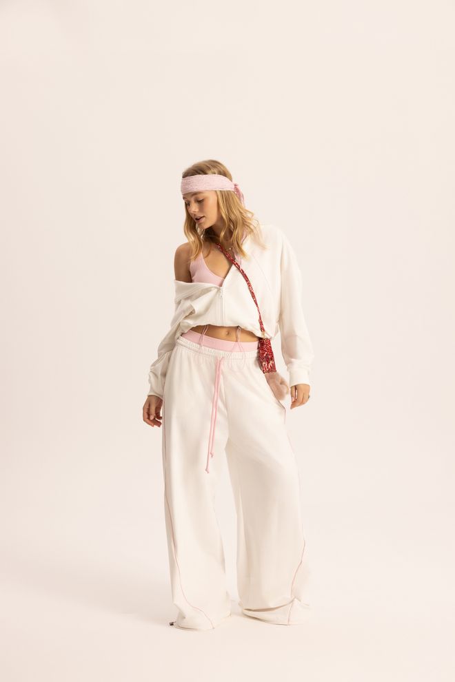 Mai Collection White Tracksuit Oversized Wide Leg Jogger Sport Zip Up Wholesale Clothing Casual