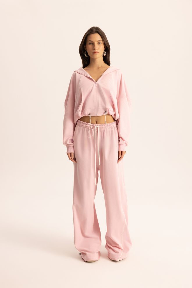 Mai Collection Pink Oversized Jogger Set With Hooded Neck Wholesale Clothing 1