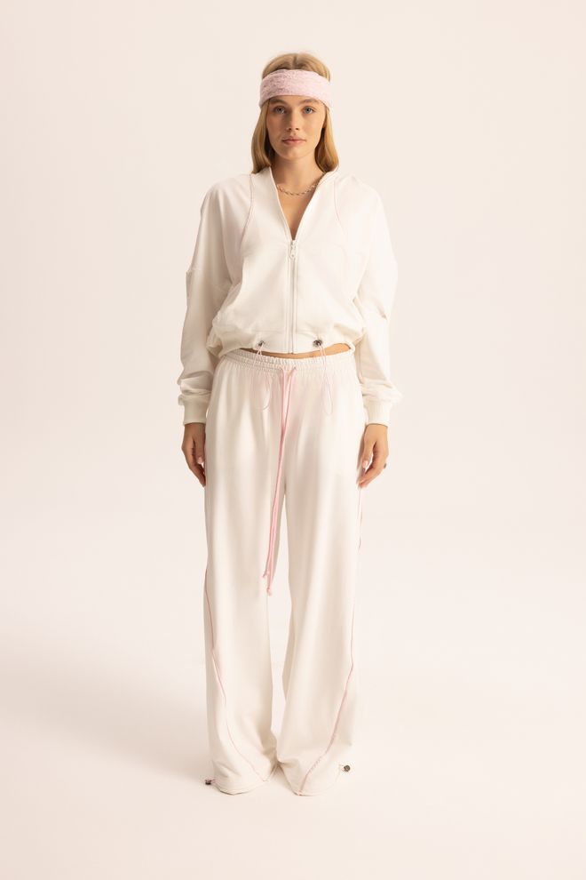 Mai Collection White Tracksuit Oversized Wide Leg Jogger Sport Zip Up Wholesale Clothing 1