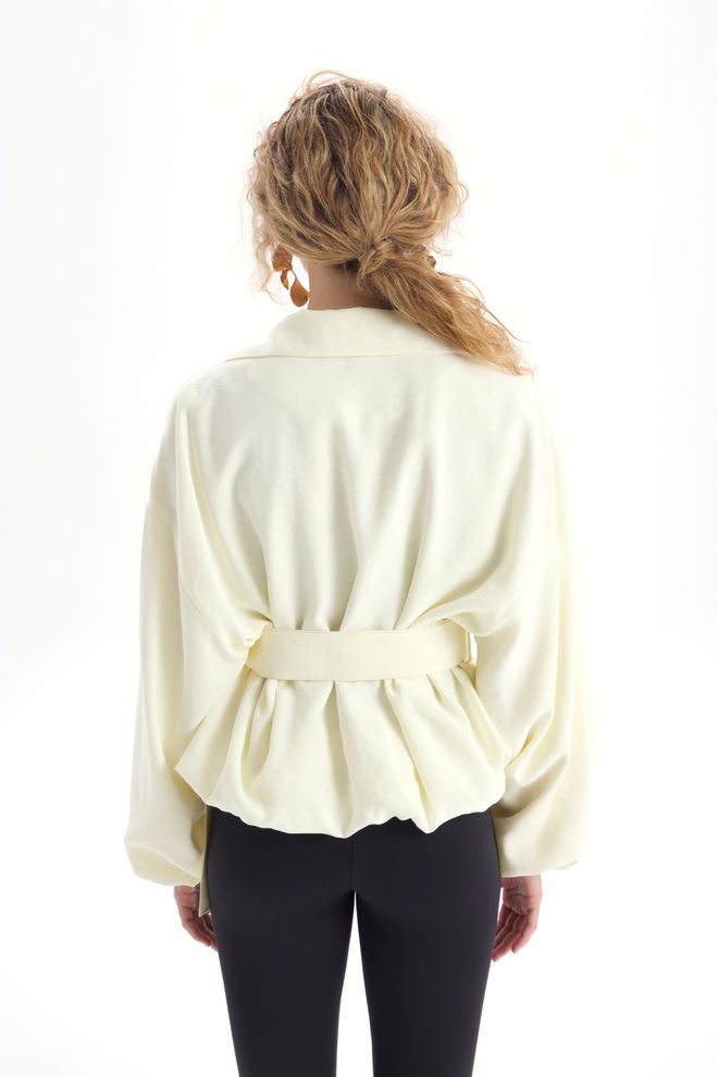 Mai Collection Elegant Beige Shirt With Notched Neck & Raglan Sleeves Wholesale Clothing Formal