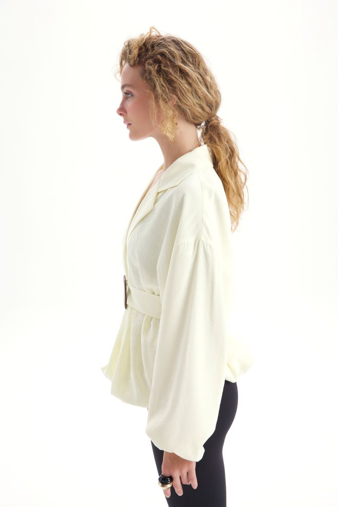 Mai Collection Elegant Beige Shirt With Notched Neck & Raglan Sleeves Wholesale Clothing Spring