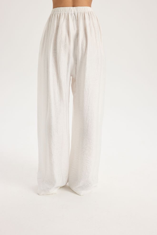 Mai Collection White Palazzo Pants Wide Leg Pull On Wholesale Clothing Boho