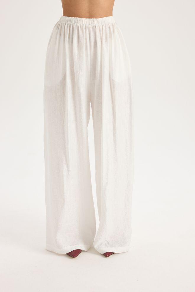 Mai Collection White Palazzo Pants Wide Leg Pull On Wholesale Clothing Lounge
