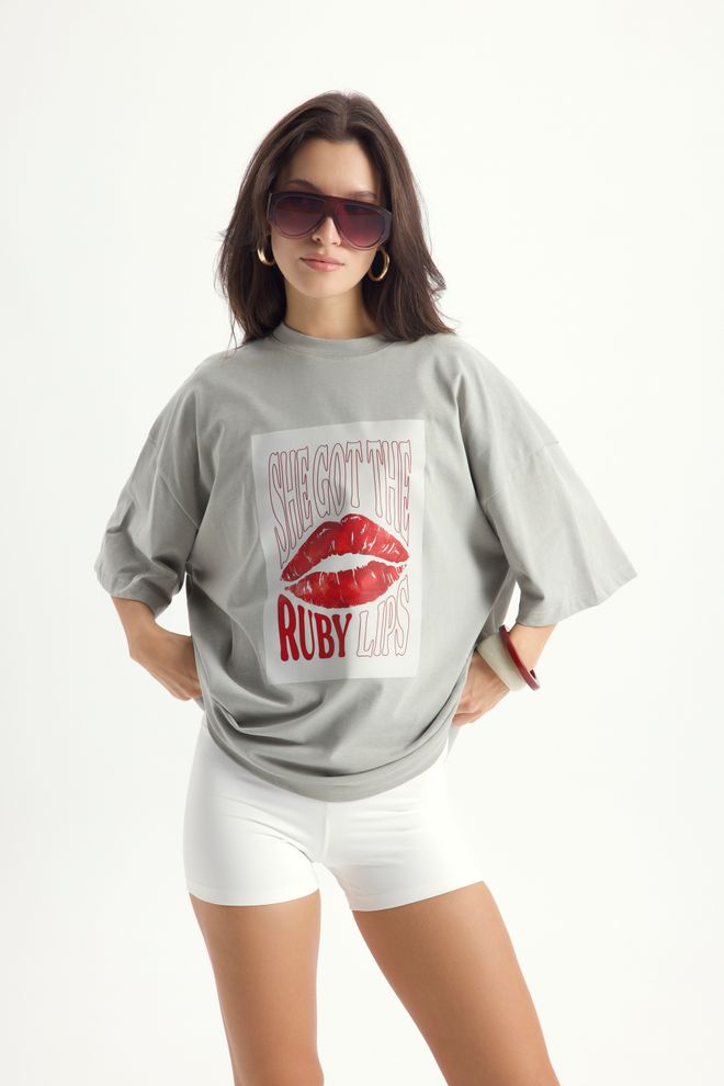 Mai Collection Sivá Neformálny Voľný Strih Tričko Veľkoobchod s oblečením Neformálny