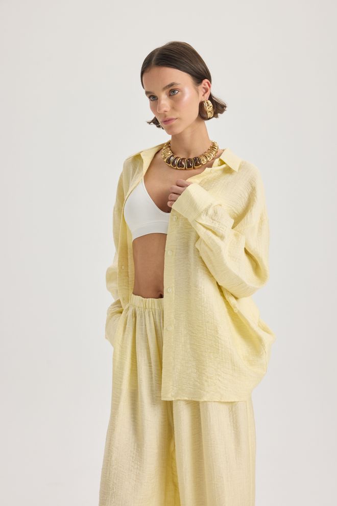Mai Collection Yellow Palazzo Pants Wholesale Clothing Lounge