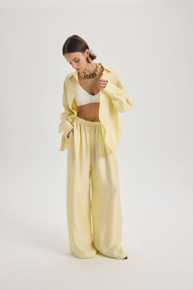 Mai Collection Yellow Palazzo Pants Wholesale Clothing Casual