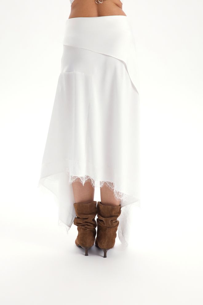 Mai Collection White Elegant Asymmetrical Mini Skirt Wholesale Clothing Sexy