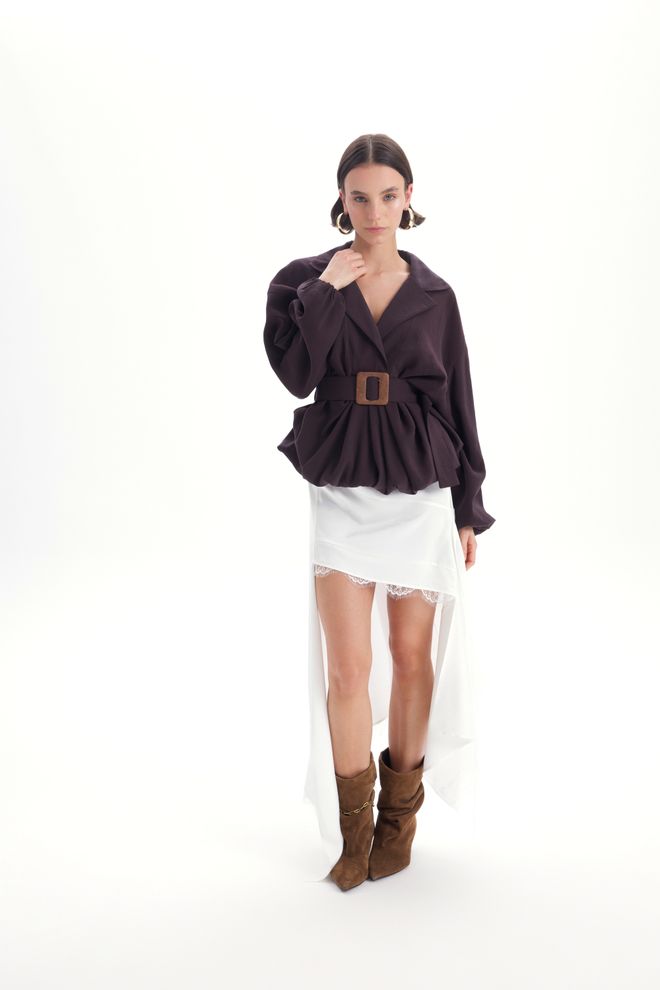 Mai Collection White Elegant Asymmetrical Mini Skirt Wholesale Clothing 1