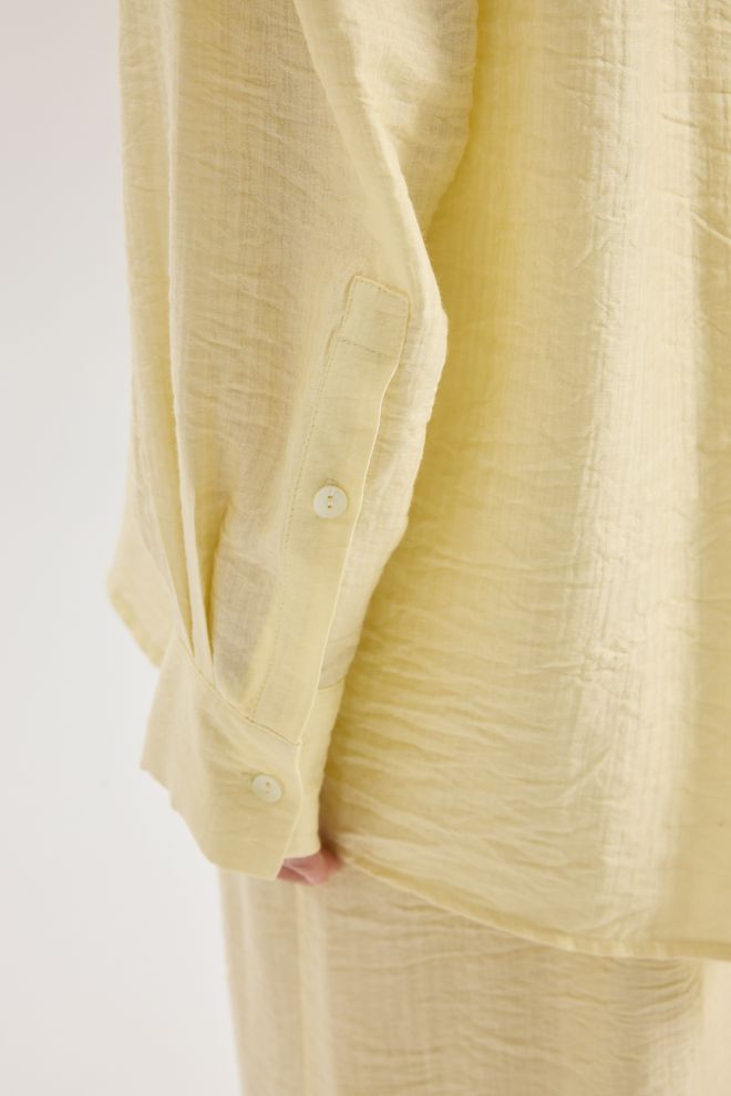 Mai Collection Žltá Košeľa Voľného Strihu S Vrúbkovaným Golierom Veľkoobchod s oblečením Leto