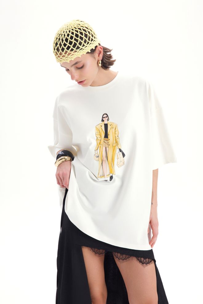 Mai Collection White Oversized Fit Casual Tshirt Wholesale Clothing Casual