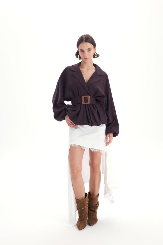 Mai Collection Brown Elegant Formal Vintage Retro Shirt Wholesale Clothing 5