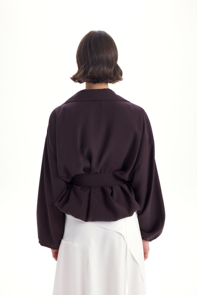 Mai Collection Brown Elegant Formal Vintage Retro Shirt Wholesale Clothing Vintage