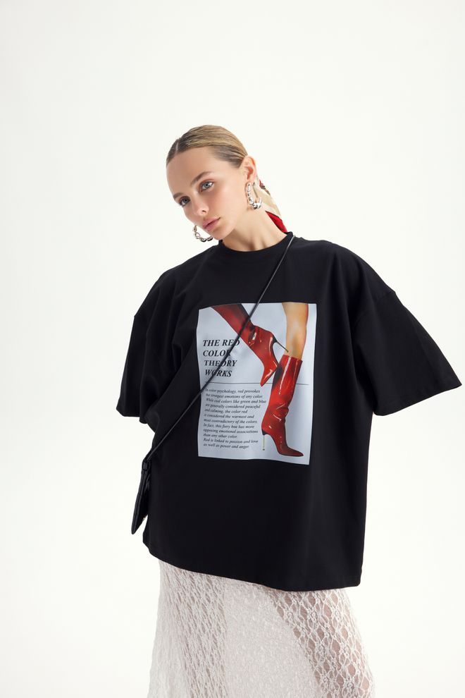 Mai Collection Black Casual Oversized Fit Tshirt Wholesale Clothing Casual