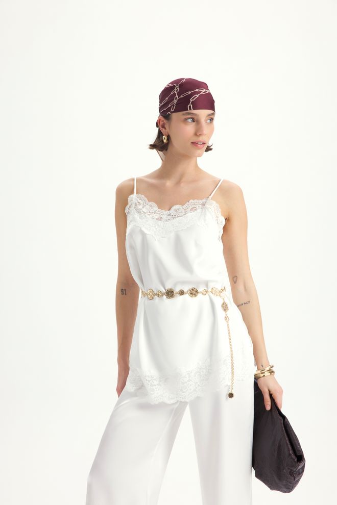 Mai Collection White Elegant Palazzo Set With Sweetheart Neck Wholesale Clothing Casual