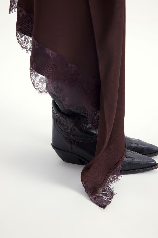 Mai Collection Brown Asymmetrical Midi Skirt With Tie Closure Wholesale Clothing Summer