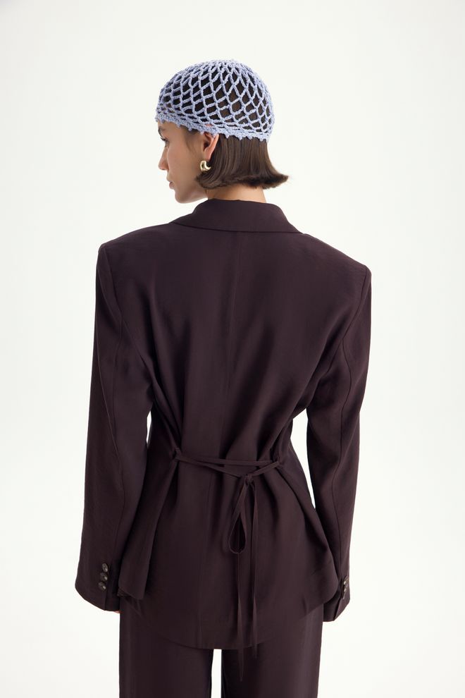 Mai Collection Brown Formal Elegant Set With Striped And Plain Design Wholesale Clothing Fall