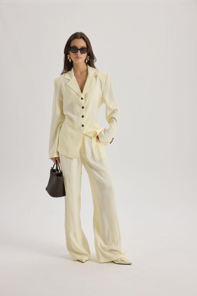 Mai Collection Beige Elegant Formal Wide Leg Set Wholesale Clothing 1