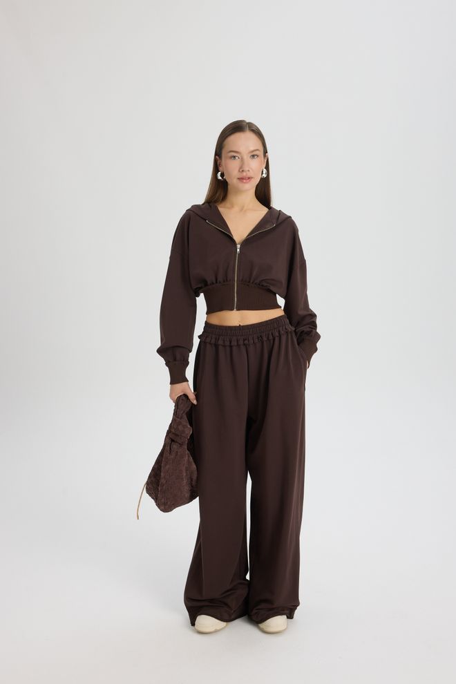 Mai Collection Комплект Кафяво Небрежен Спорт Улична Мода Дрехи на едро Скромна мода