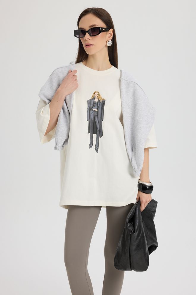 Mai Collection White Tshirt Casual Oversized Half Sleeve Wholesale Clothing Casual