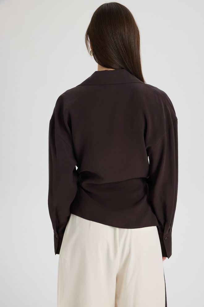 Mai Collection Brown Elegant Formal Casual Shirt Wholesale Clothing Formal