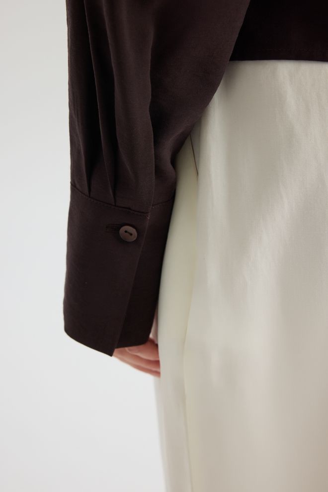 Mai Collection Brown Elegant Formal Casual Shirt Wholesale Clothing Fall