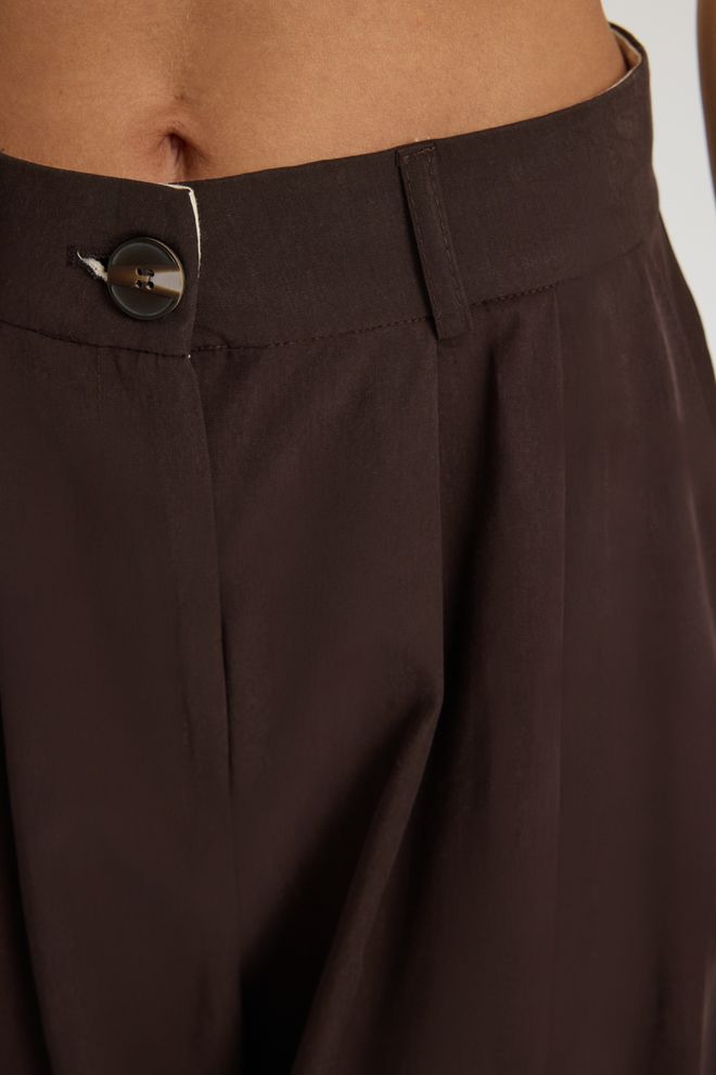 Mai Collection Brown Palazzo Pants With High Waist And Wide Leg Wholesale Clothing Graduation