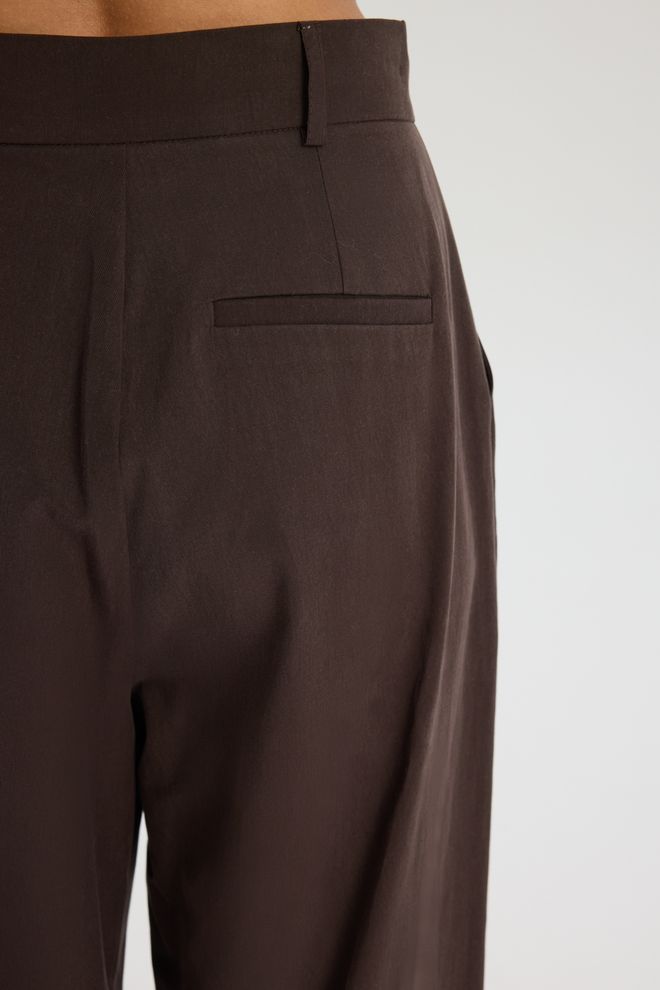 Mai Collection Brown Palazzo Pants With High Waist And Wide Leg Wholesale Clothing Summer