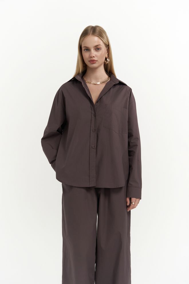 Mai Collection Комплект Панталони За Риза Mirabella Кафяв Дрехи на едро Небрежен