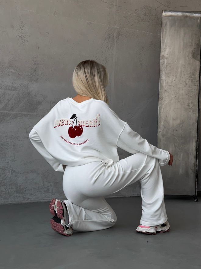 Mai Collection Čerešňová Tepláková Súprava Biela Veľkoobchod s oblečením Neformálny