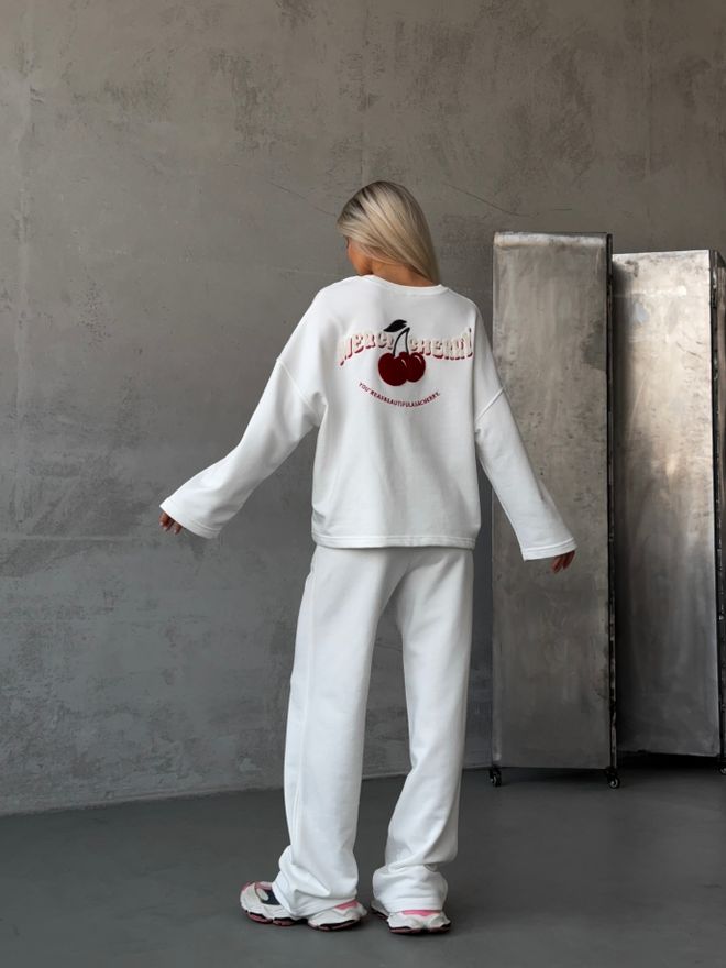 Mai Collection Čerešňová Tepláková Súprava Biela Veľkoobchod s oblečením Doma