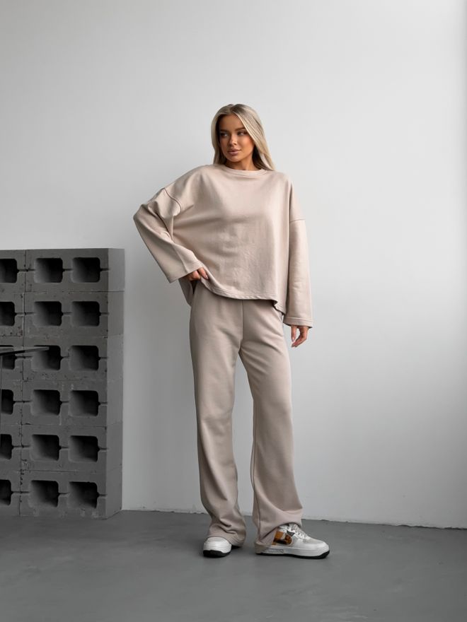 Mai Collection Čerešňová Tepláková Súprava Béžová Veľkoobchod s oblečením Športový