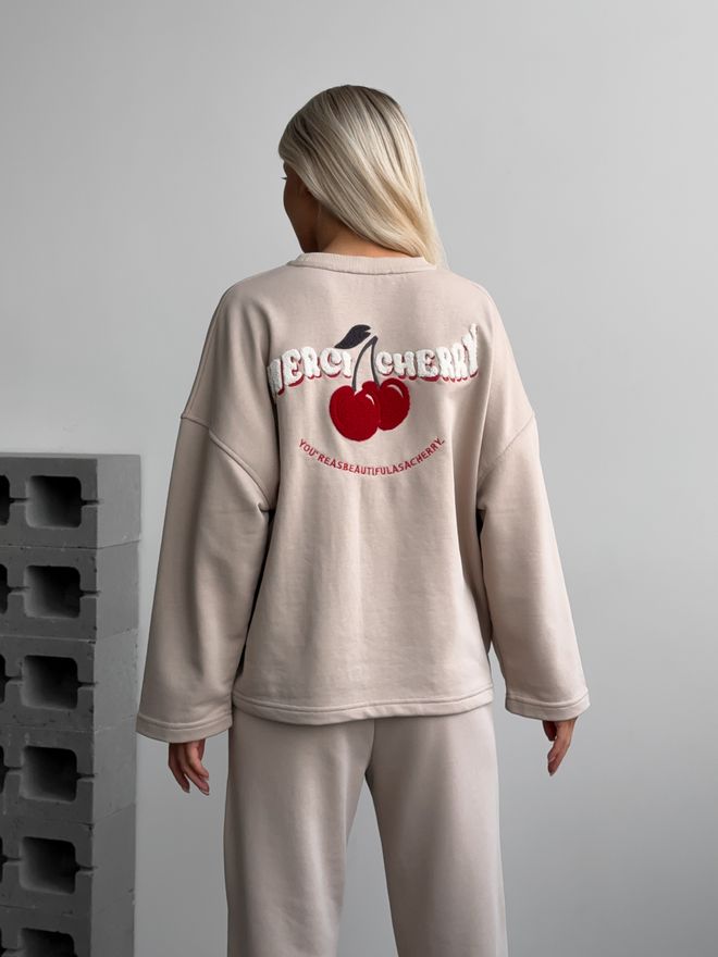 Mai Collection Čerešňová Tepláková Súprava Béžová Veľkoobchod s oblečením Doma