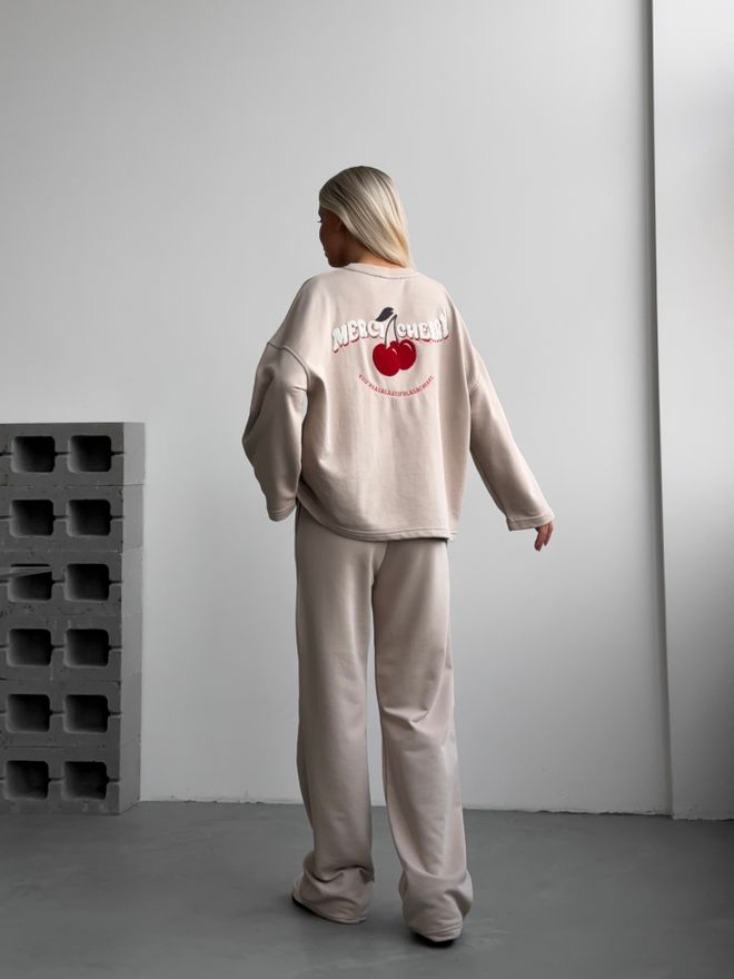 Mai Collection Σετ Αθλητικής Φόρμας Cherry Μπεζ Χονδρικό εμπόριο ενδυμάτων Casual