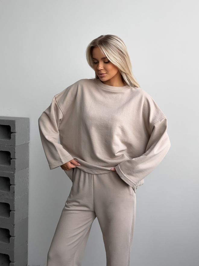 Mai Collection Čerešňová Tepláková Súprava Béžová Veľkoobchod s oblečením Posilňovňa