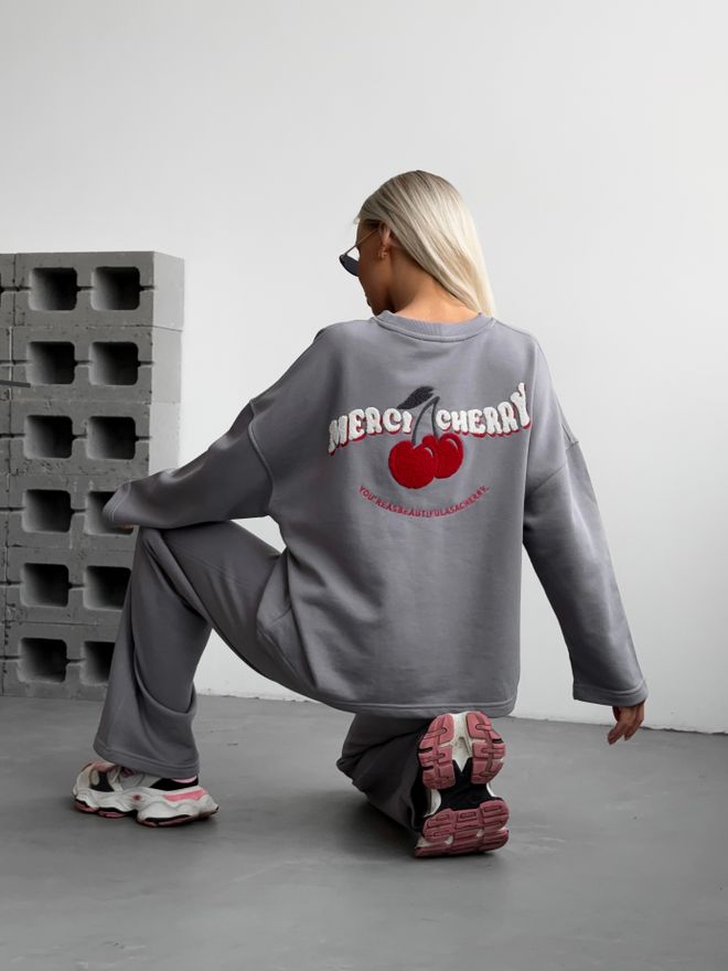 Mai Collection Čerešňová Tepláková Súprava Šedá Veľkoobchod s oblečením Športový