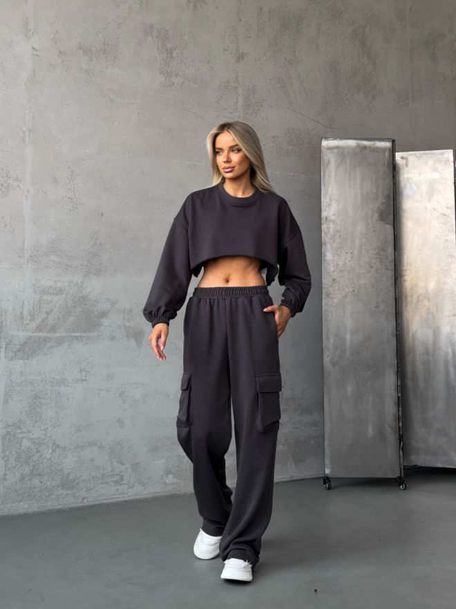 Mai Collection Trainingsset Met Zijzak Swan Antraciet Groothandel Kleding Casual