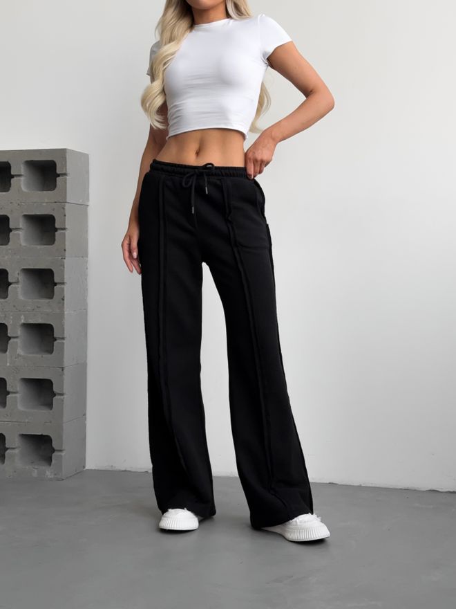 Mai Collection Reverse Sweatpants Black Wholesale Clothing Fall