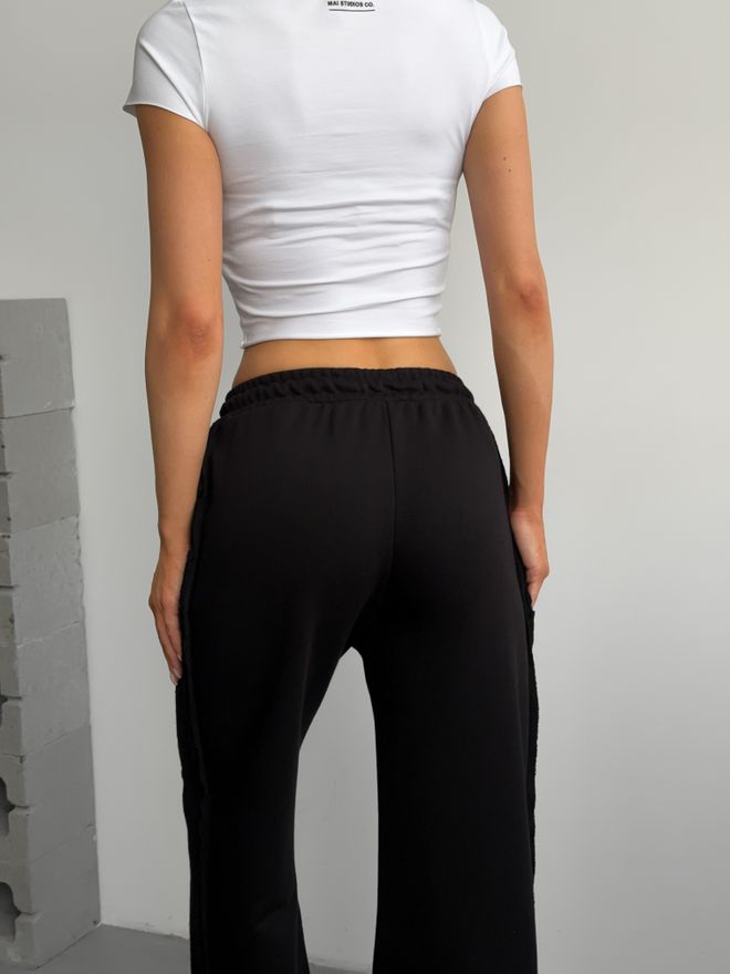 Mai Collection Reverse Sweatpants Black Wholesale Clothing Spring