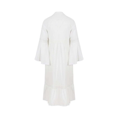 Модел на дрехи на едро носи 23346 - Guipure Detailed Pure Organic Cotton Midi Dress - White, турски едро рокля на Mare Style