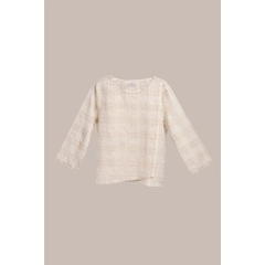 Un model de îmbrăcăminte angro poartă 23358 - Cotton Linen Blend Patterned Blouse - Beige, turcesc angro Bluză de Mare Style