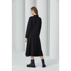 عارض ملابس بالجملة يرتدي 23372 - Zippered Brode Detailed Sweatshirt - Black، تركي بالجملة قميص من النوع الثقيل من Mare Style
