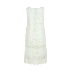 Ein Bekleidungsmodell aus dem Großhandel trägt 33232 - Sleeveless Pure Cotton Embroidery Dress - Green, türkischer Großhandel Kleid von Mare Style