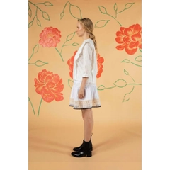 Una modelo de ropa al por mayor lleva 33235 - Lace Detailed Organic Cotton Embroidered Short Skirt - White, Falda turco al por mayor de Mare Style