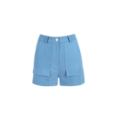 Een kledingmodel uit de groothandel draagt 33236 - Organic Cotton Shorts - Blue, Turkse groothandel Korte spijkerbroek van Mare Style