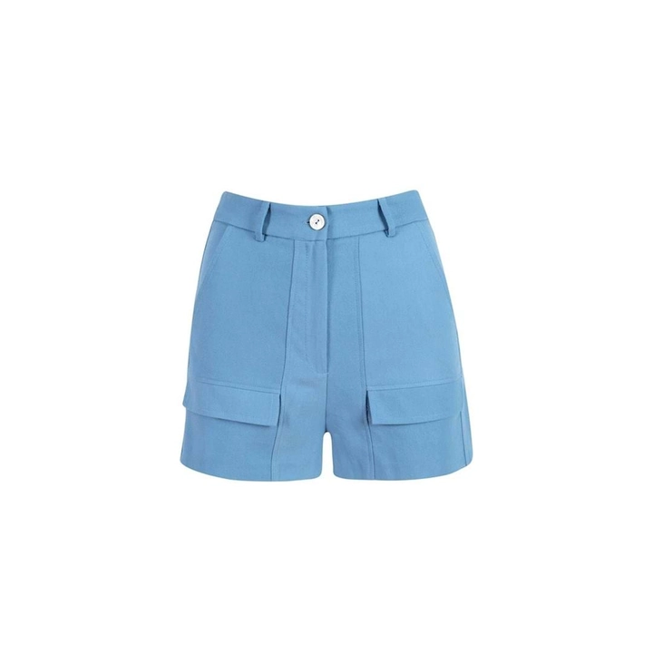 Ένα μοντέλο χονδρικής πώλησης ρούχων φοράει 33236 - Organic Cotton Shorts - Blue, τούρκικο Τζιν σορτσάκι χονδρικής πώλησης από Mare Style